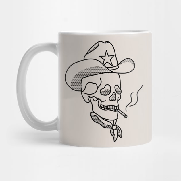 Western Cowboy Hat Skull Smoking by YourGoods